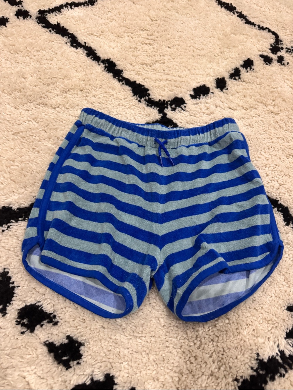Hanna Andersson Kids Blue Striped Terry Shorts